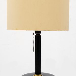 Black leather table lamp attributed Jacques Adnet