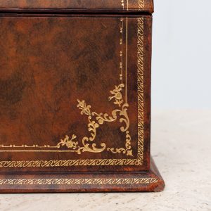 Leather Desk letter holder box with gold embossing