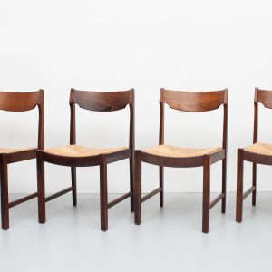 Wengé dining chairs Rattan Dutch 1960s