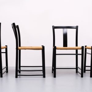 Ebonized dining chairs Scandinavian 1960s