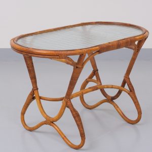 Rohe Noorwolde Wicker coffee table Holland 1950s