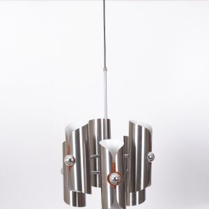 Space Ace aluminum Chandelier 1970s Italy, attributed to Goffredo Reggiani