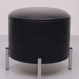 Black Faux Leather Sewing Stool 1960s