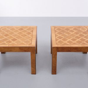 italian checkerboard inlay side tables  1960s