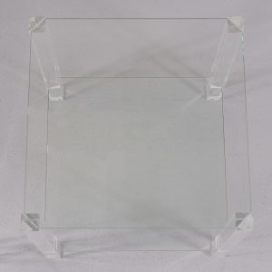Two tier Lucite glass square side tables 1970s France