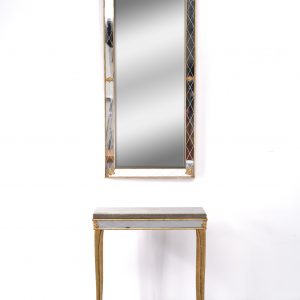 A B  Glass & Tra   Superb set  Console table and Trumeau Mirror  1960 Sweden