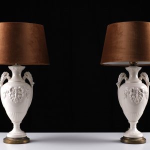 Wedgwood Embossed cremeware table lamps  1970s England