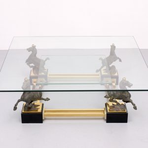 Maison Charles – Coffee table, “flying horse of Gansu”.   1970s  France