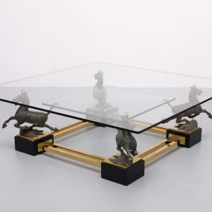 Maison Charles – Coffee table, “flying horse of Gansu”.   1970s  France
